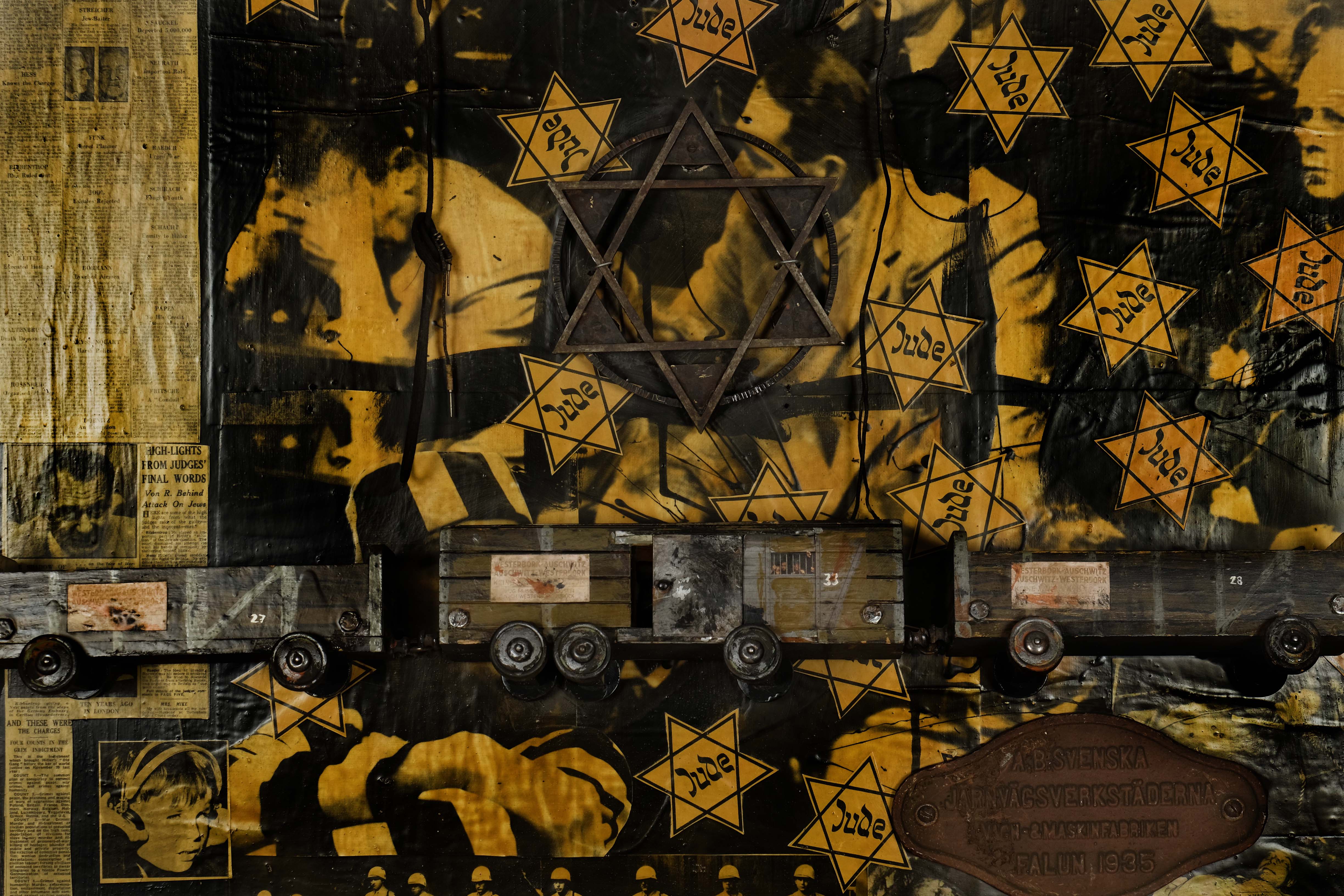 Close up of the artwork Judgement in Nuremberg