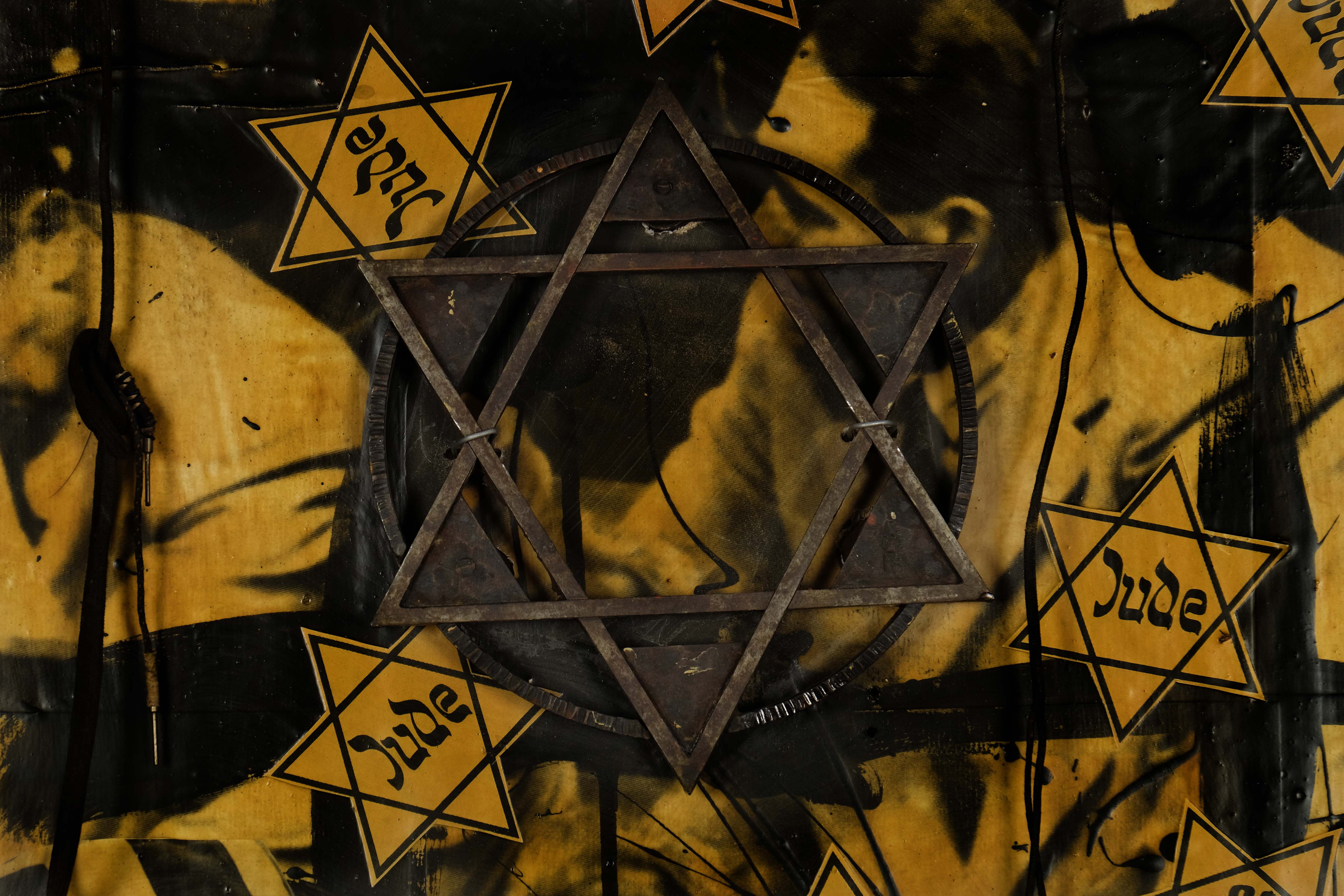 Close up of the artwork Judgement in Nuremberg