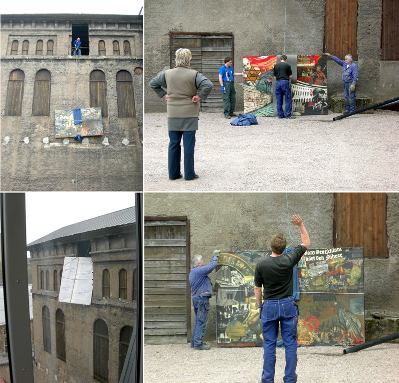 bringing in the large paintings by T DEllert to the museum of contemporary art Avesta Sweden