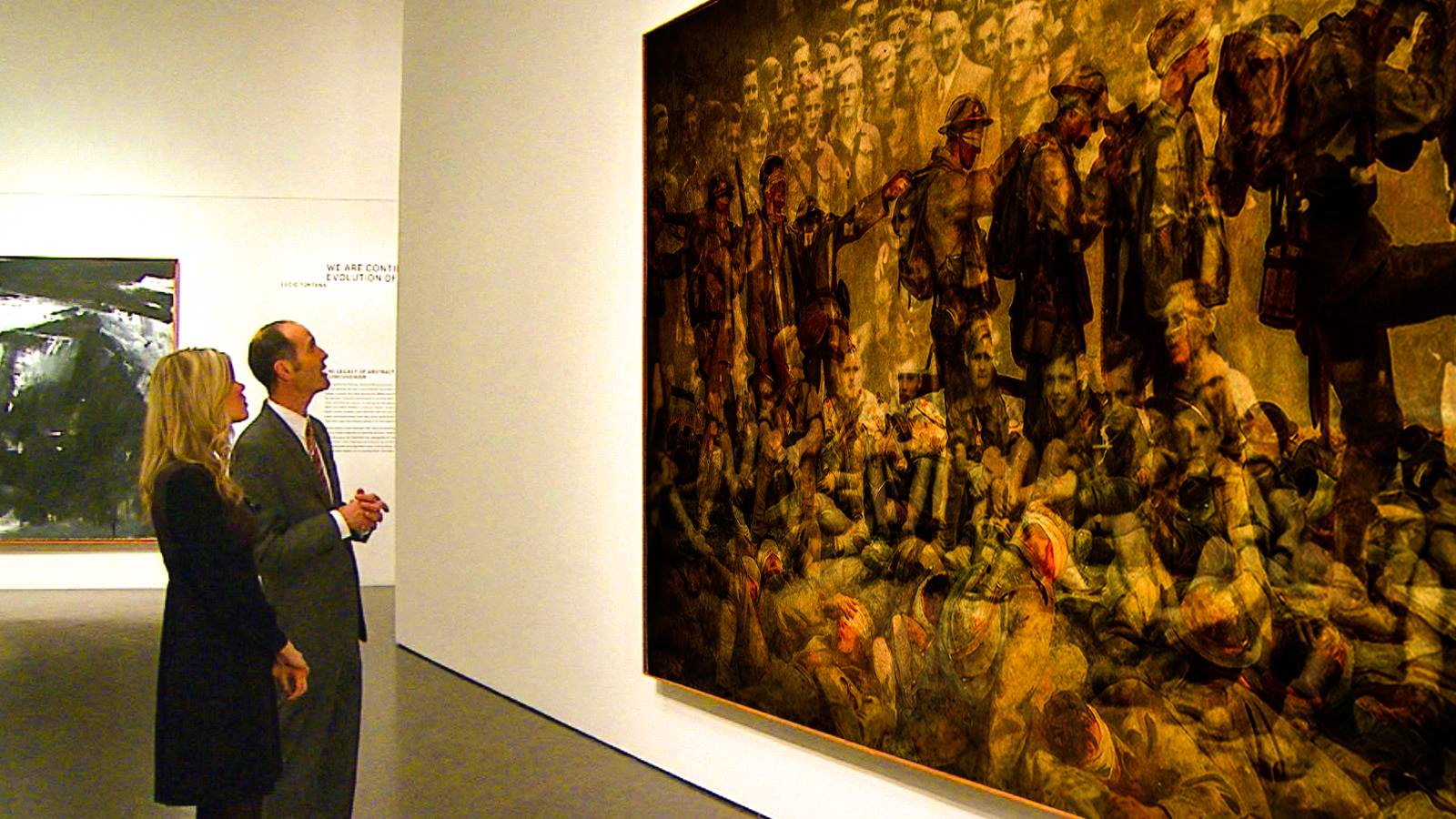 Looking at a large painting by TD in Berlin 2015